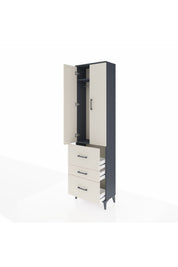 Arges Dolap 2 Raflı 3 Çekmeceli Tek Askılı 60x30x221 Antrasit-Aytaşı