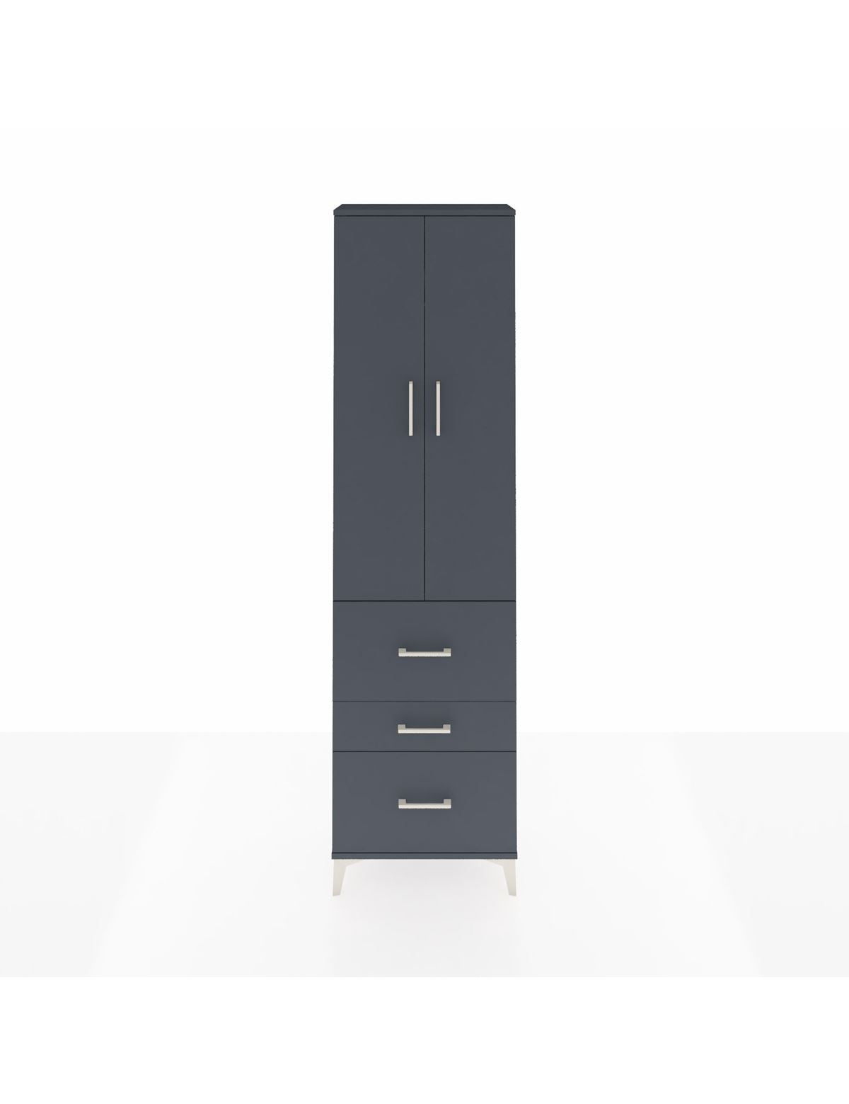 Arges Dolap 2 Raflı 3 Çekmeceli Tek Askılı 60x30x221 Antrasit-Antrasit