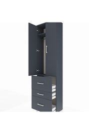 Arges Dolap 2 Raflı 3 Çekmeceli Tek Askılı 60x30x221 Antrasit-Antrasit