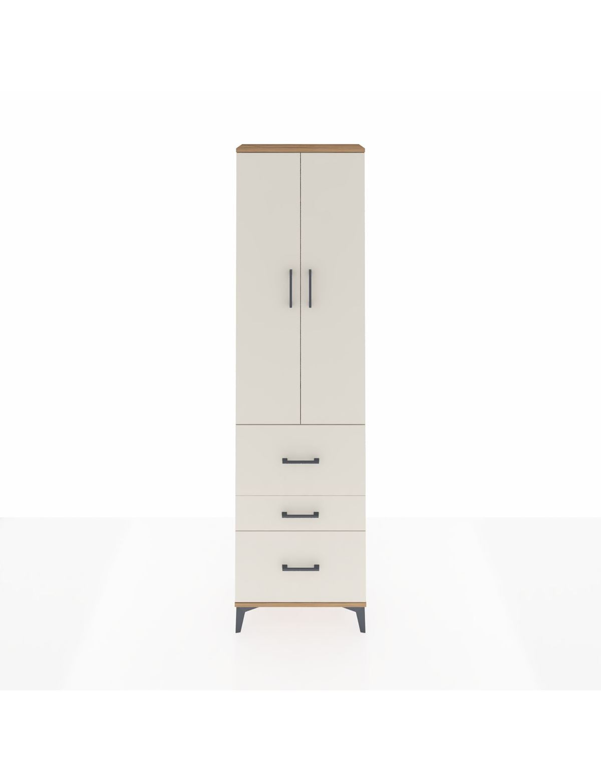 Arges Dolap 2 Raflı 3 Çekmeceli Tek Askılı 60x30x221 Çam-Aytaşı