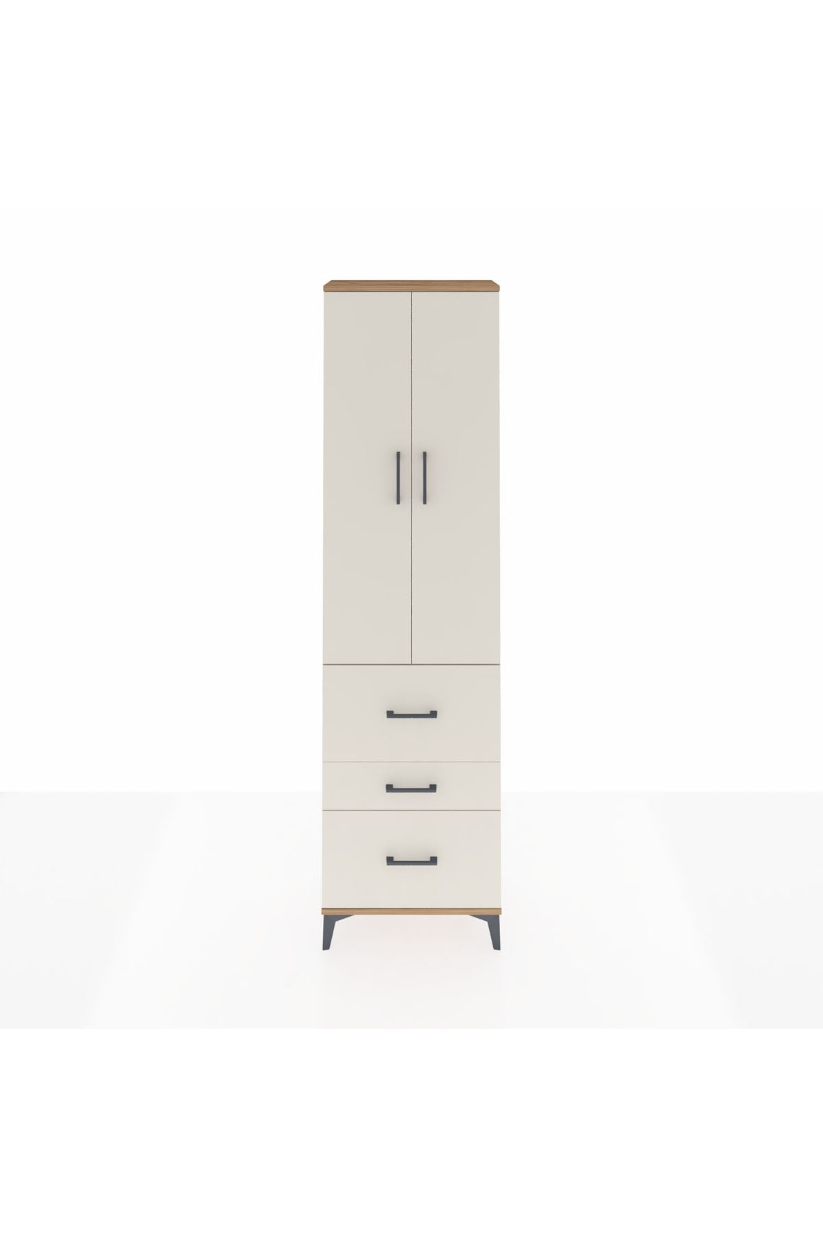 Arges Dolap 2 Raflı 3 Çekmeceli Tek Askılı 60x30x221 Çam-Aytaşı