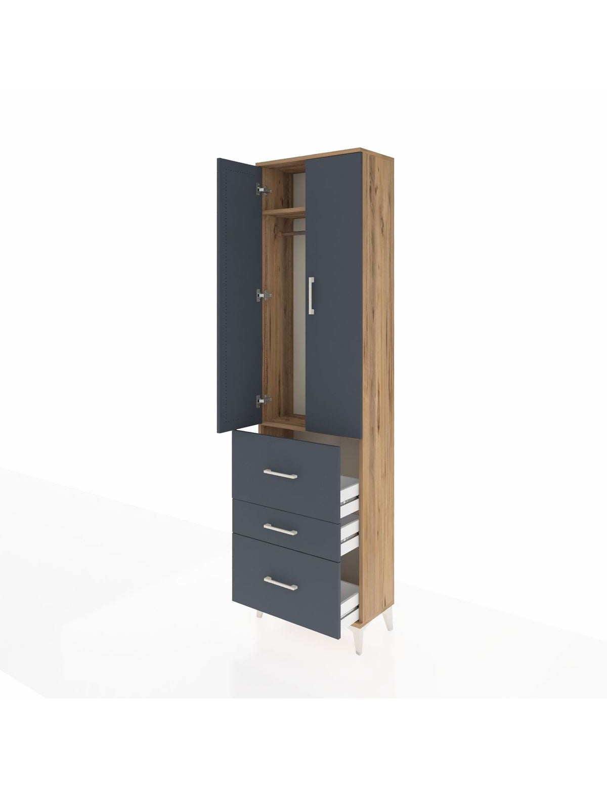 Arges Dolap 2 Raflı 3 Çekmeceli Tek Askılı 60x30x221 - S29M073V8A