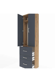 Arges Dolap 2 Raflı 3 Çekmeceli Tek Askılı 60x30x221 Çam-Antrasit