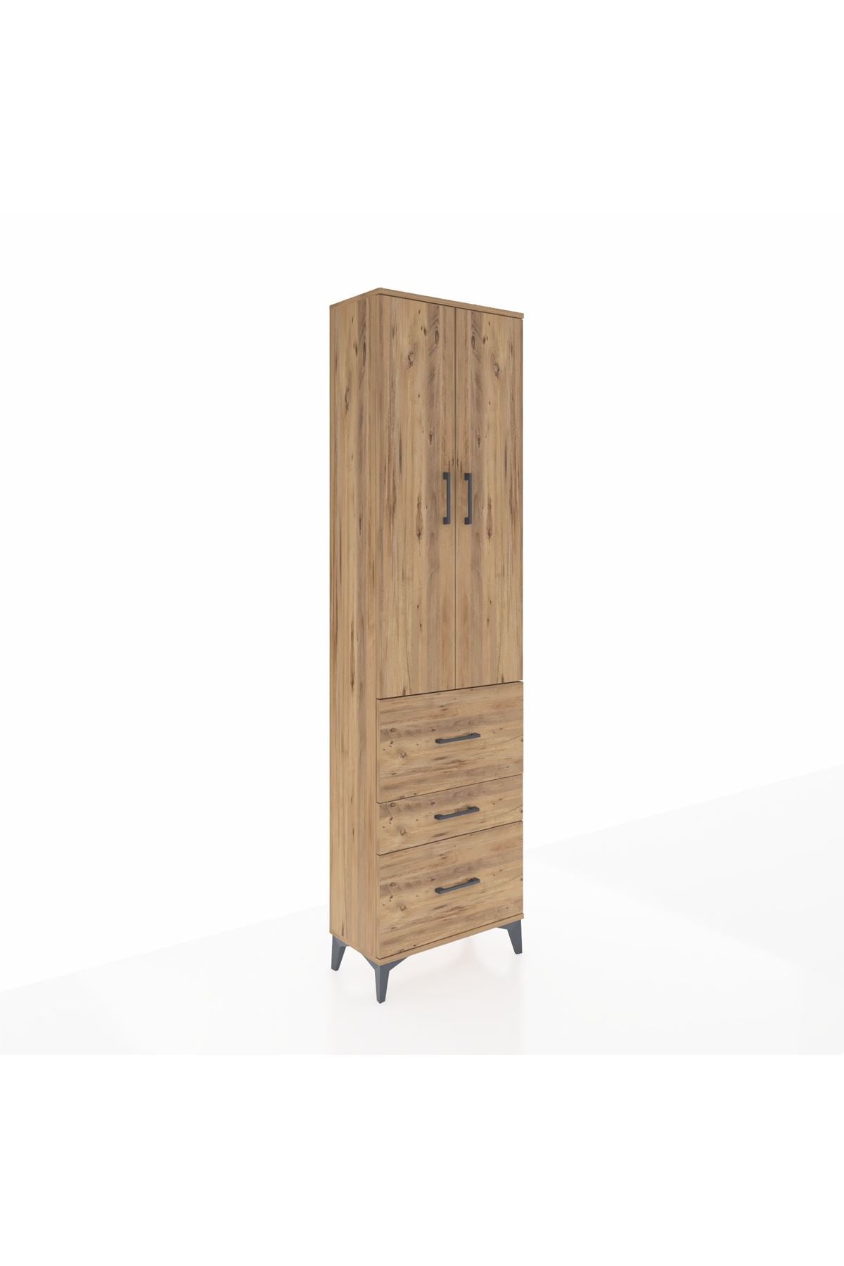 Arges Dolap 2 Raflı 3 Çekmeceli Tek Askılı 60x30x221 Çam-Çam