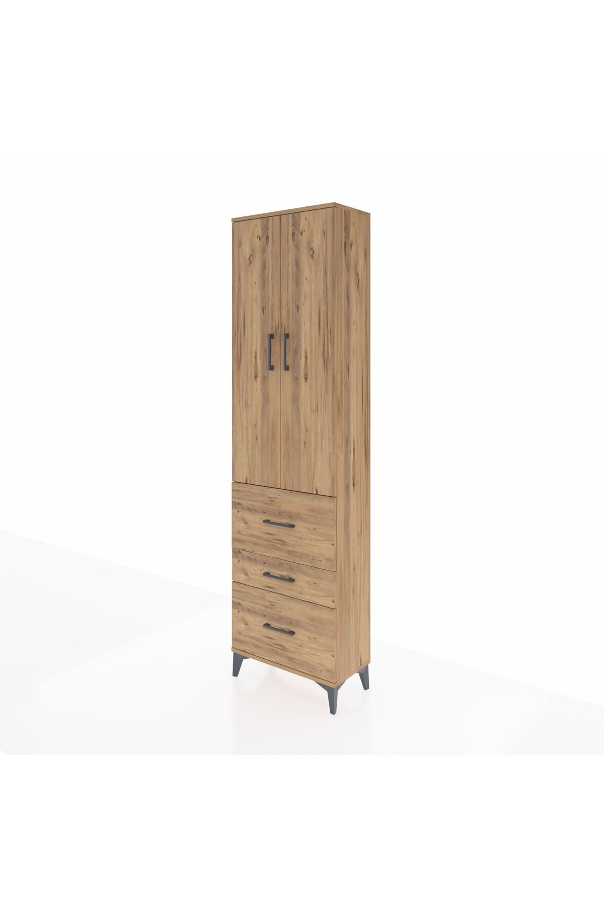 Arges Dolap 2 Raflı 3 Çekmeceli Tek Askılı 60x30x221 Çam-Çam