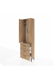 Arges Dolap 2 Raflı 3 Çekmeceli Tek Askılı 60x30x221 Çam-Çam