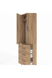 Arges Dolap 2 Raflı 3 Çekmeceli Tek Askılı 60x30x221 Çam-Çam