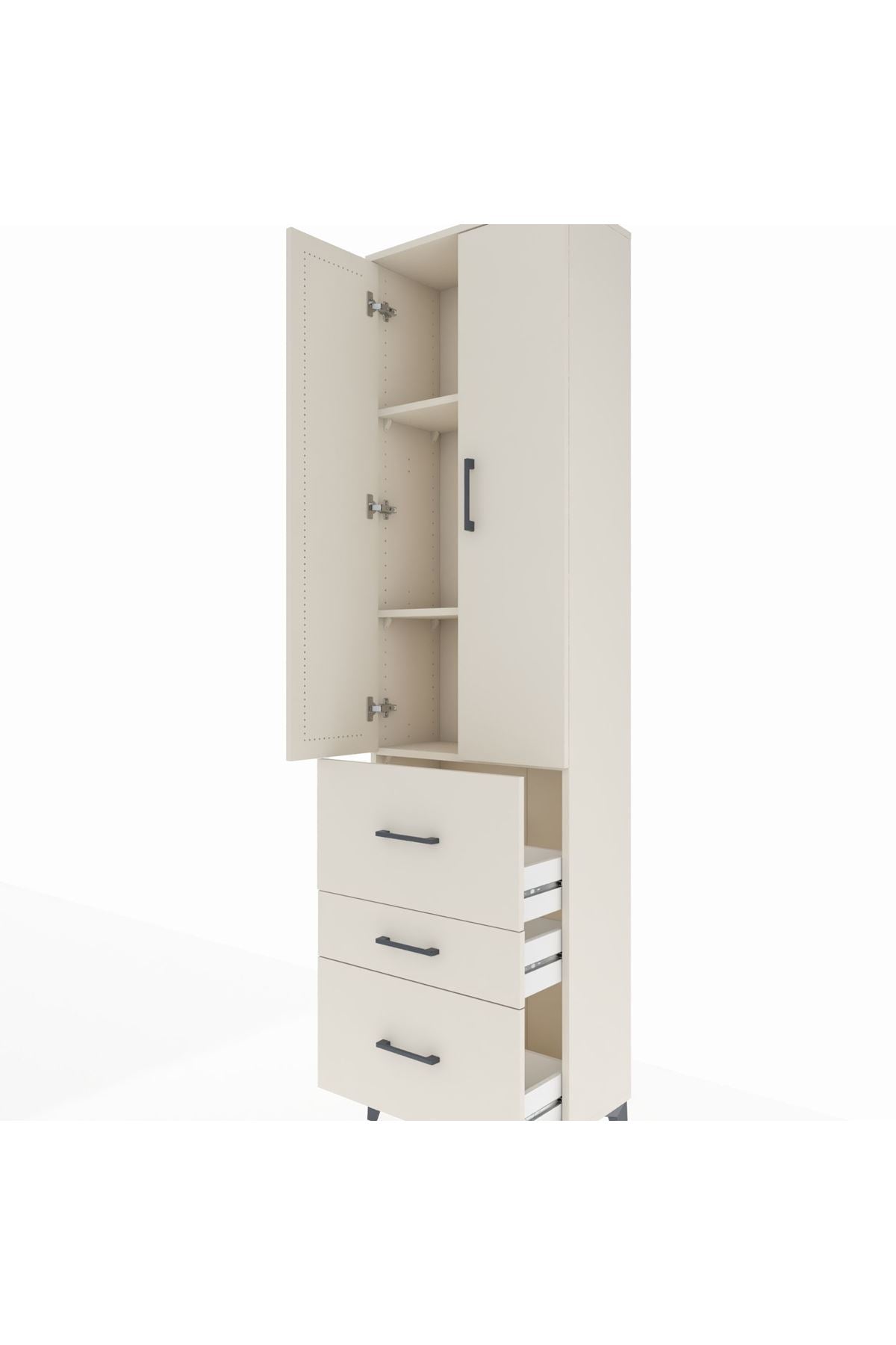 Arges Dolap 3 Raflı 3 Çekmeceli 2 Kapaklı 60x30x221 Aytaşı-Aytaşı