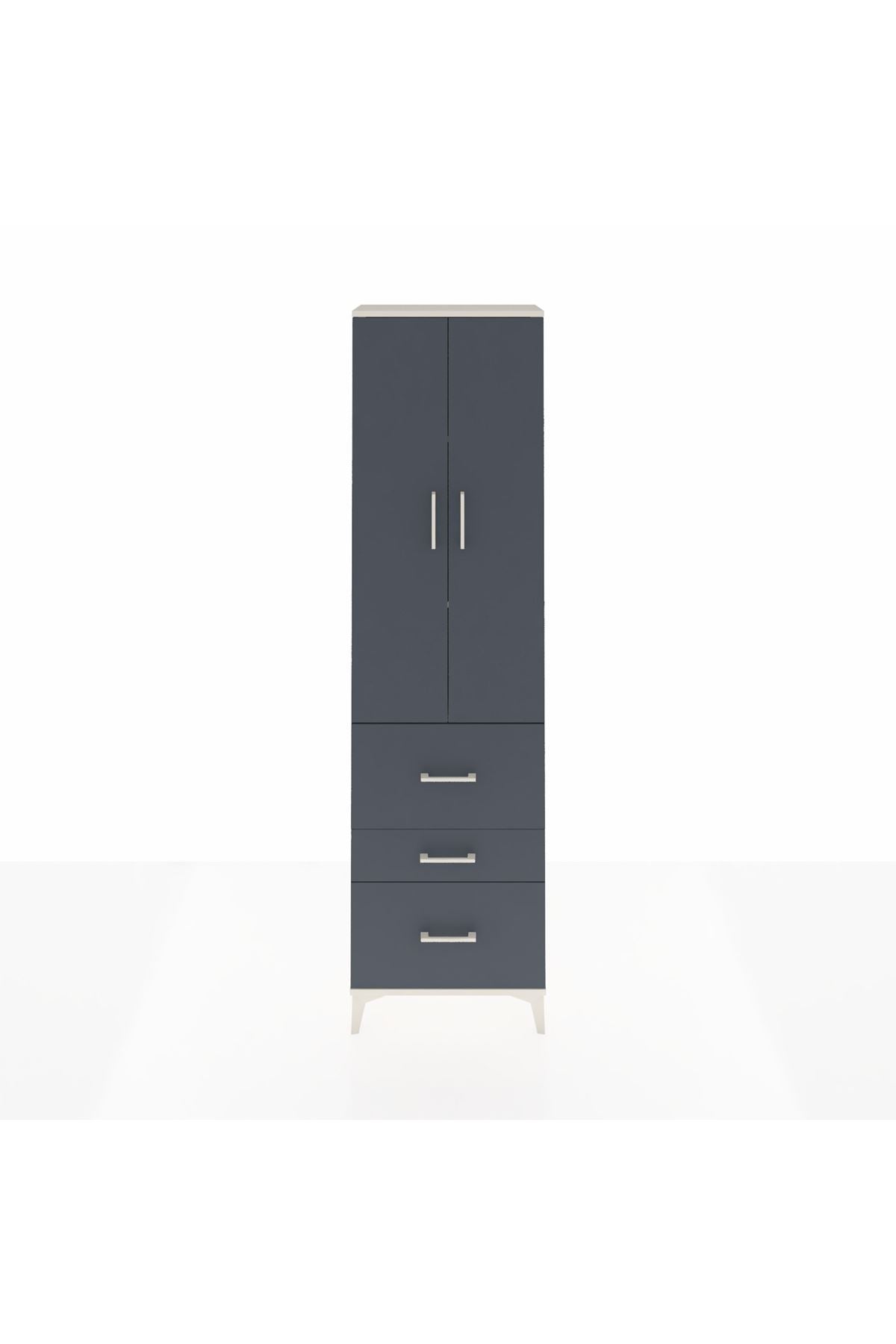 Arges Dolap 3 Raflı 3 Çekmeceli 2 Kapaklı 60x30x221 Aytaşı-Antrasit