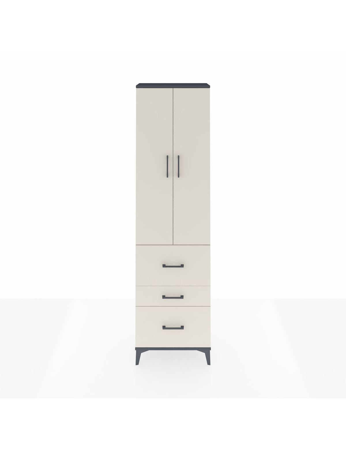 Arges Dolap 3 Raflı 3 Çekmeceli 2 Kapaklı 60x30x221 Antrasit-Aytaşı