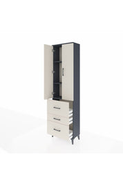 Arges Dolap 3 Raflı 3 Çekmeceli 2 Kapaklı 60x30x221 Antrasit-Aytaşı