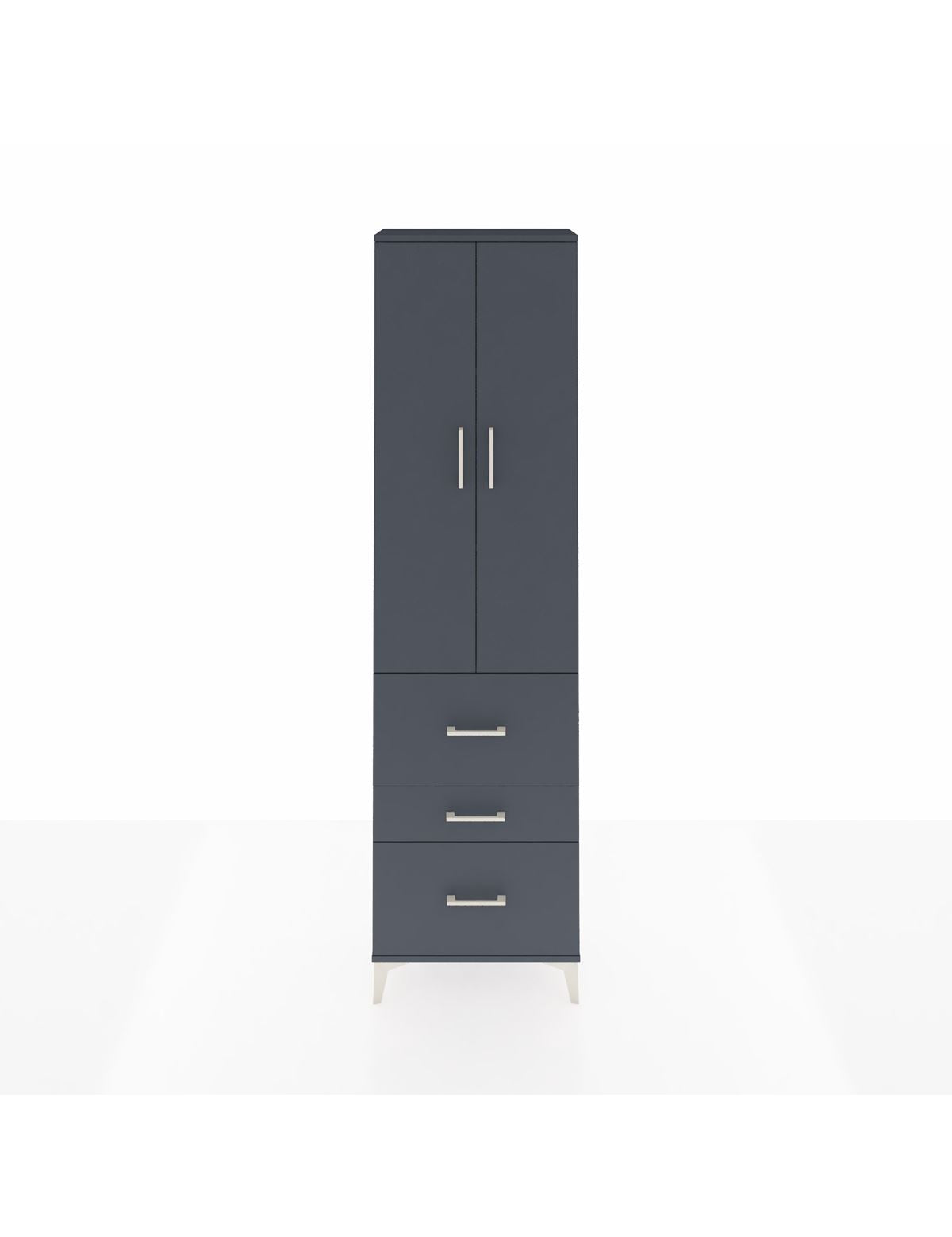 Arges Dolap 3 Raflı 3 Çekmeceli 2 Kapaklı 60x30x221 Antrasit-Antrasit