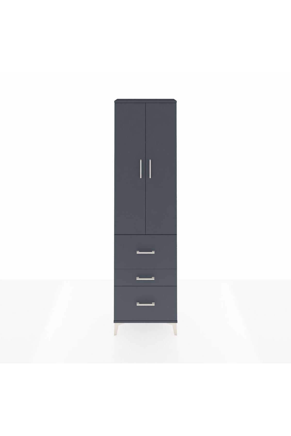 Arges Dolap 3 Raflı 3 Çekmeceli 2 Kapaklı 60x30x221 Antrasit-Antrasit