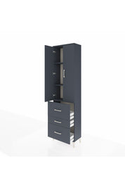 Arges Dolap 3 Raflı 3 Çekmeceli 2 Kapaklı 60x30x221 Antrasit-Antrasit