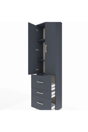 Arges Dolap 3 Raflı 3 Çekmeceli 2 Kapaklı 60x30x221 Antrasit-Antrasit