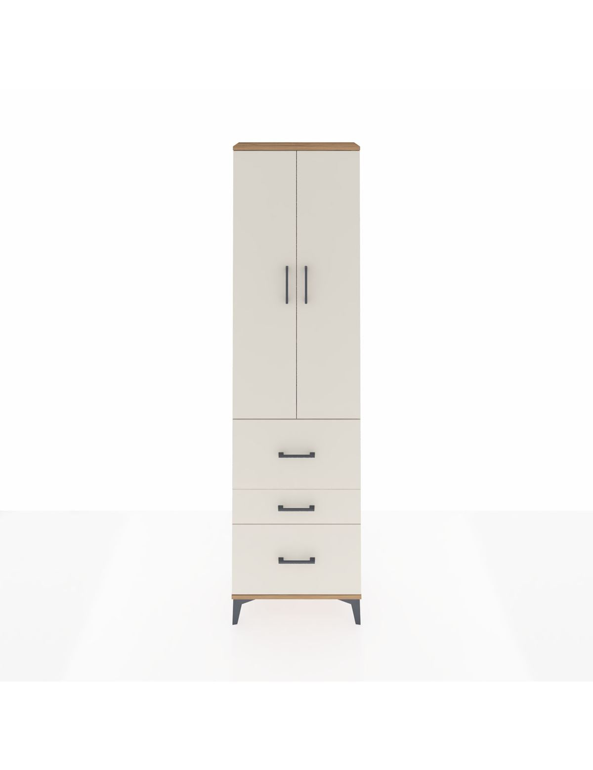 Arges Dolap 3 Raflı 3 Çekmeceli 2 Kapaklı 60x30x221 Çam-Aytaşı