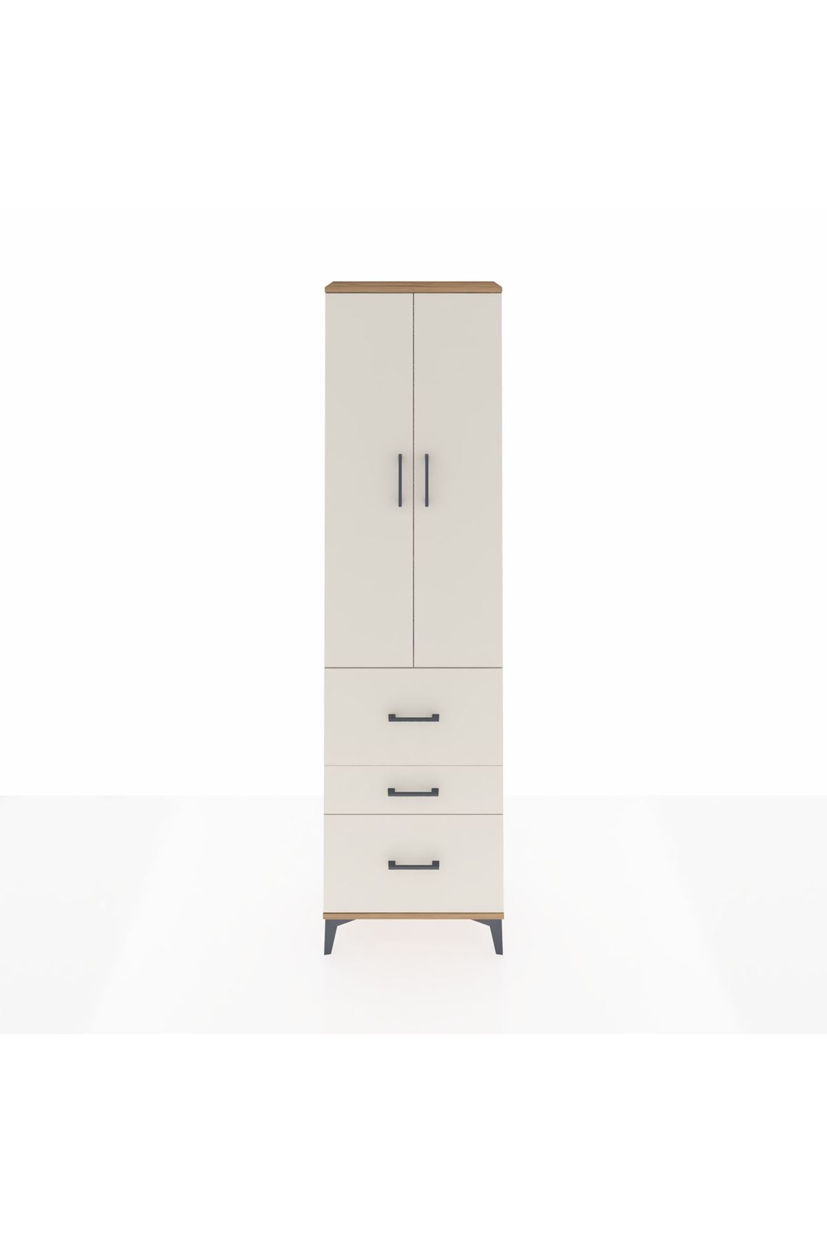 Arges Dolap 3 Raflı 3 Çekmeceli 2 Kapaklı 60x30x221 Çam-Aytaşı