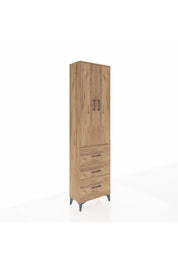 Arges Dolap 3 Raflı 3 Çekmeceli 2 Kapaklı 60x30x221 Çam-Çam