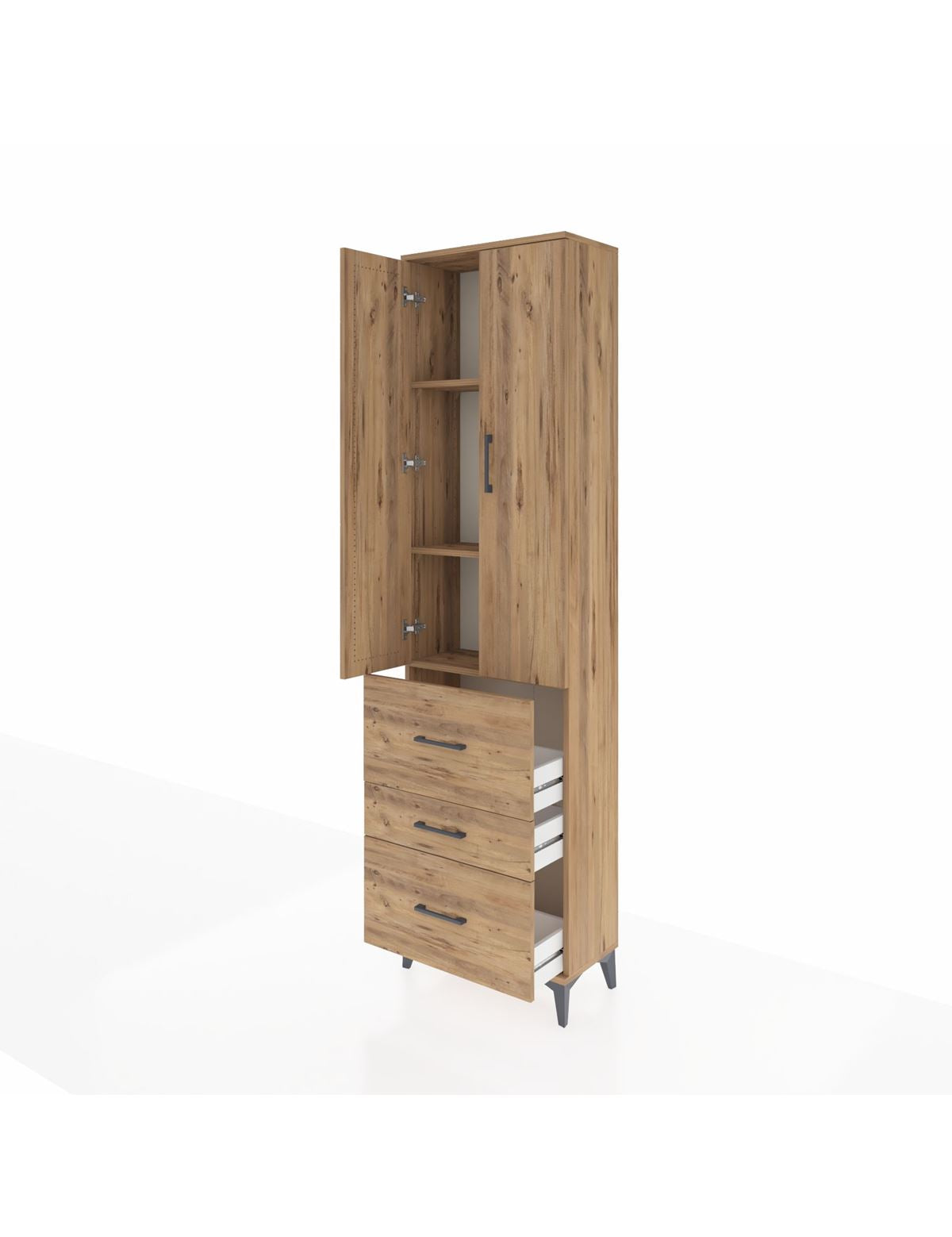 Arges Dolap 3 Raflı 3 Çekmeceli 2 Kapaklı 60x30x221 - S29M074V9A