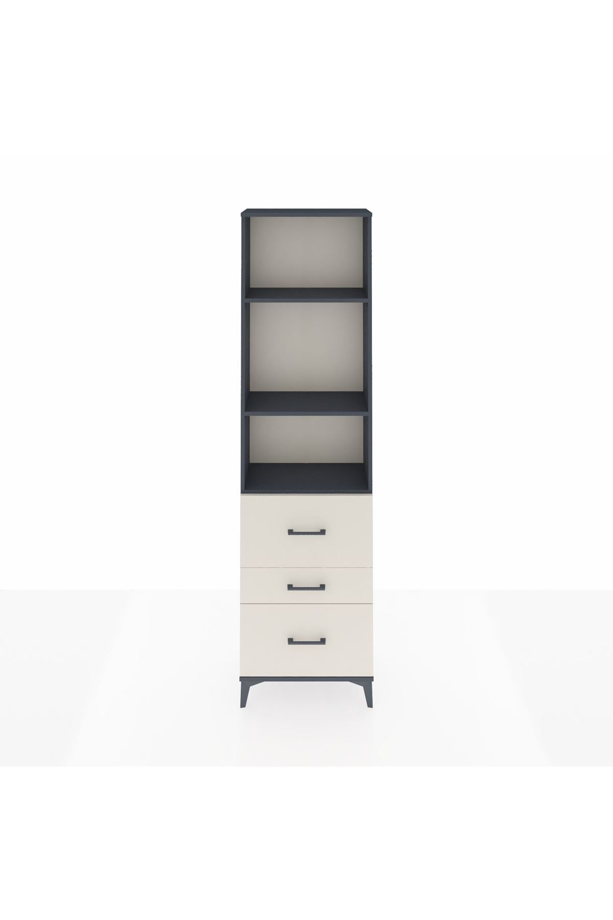 Arges Dolap 3 Raflı 3 Çekmeceli 60x30x221 Antrasit-Aytaşı