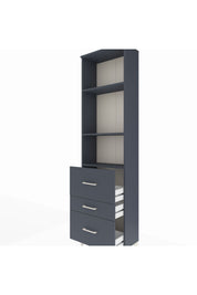 Arges Dolap 3 Raflı 3 Çekmeceli 60x30x221 Antrasit-Antrasit