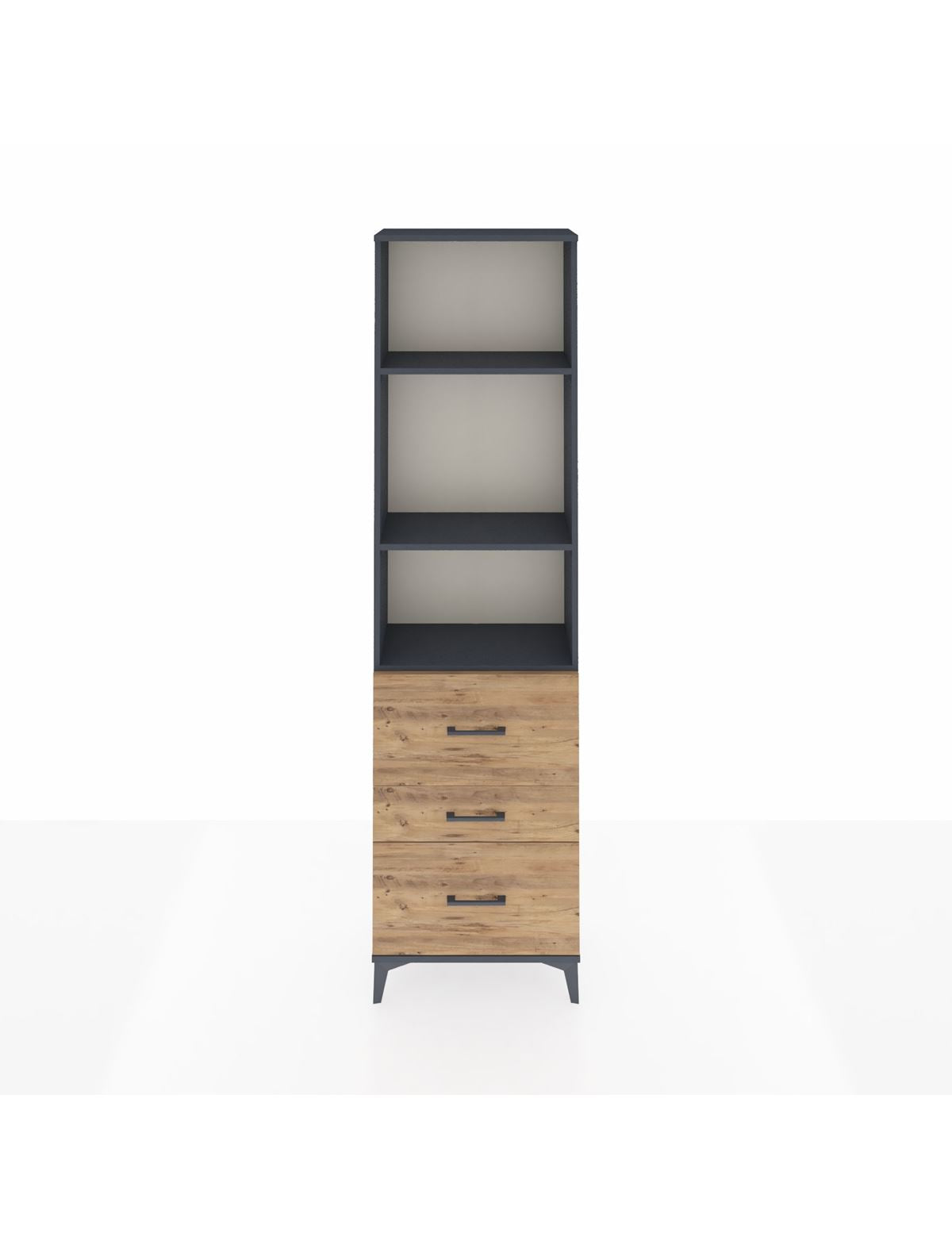 Arges Dolap 3 Raflı 3 Çekmeceli 60x30x221 Antrasit-Çam