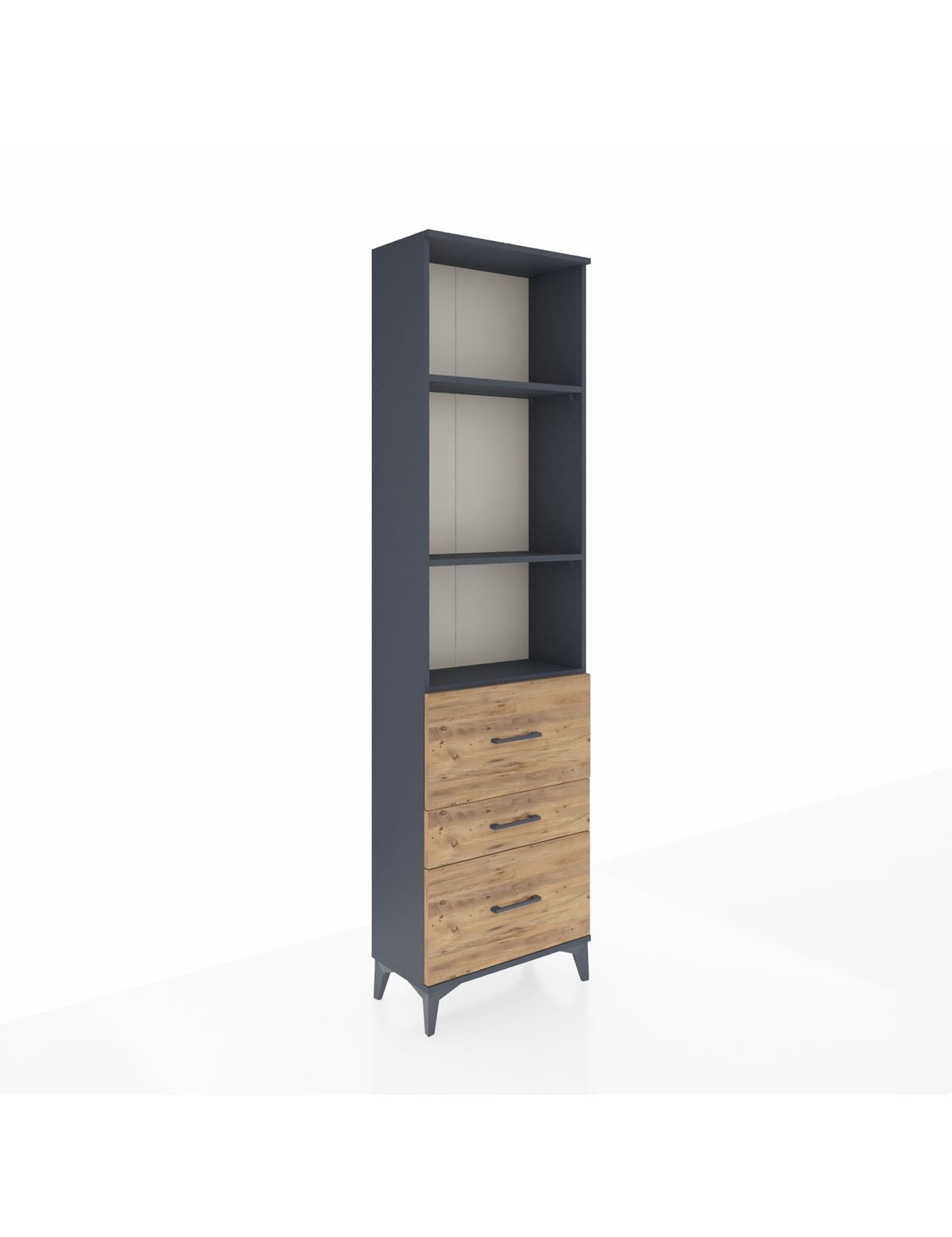 Arges Dolap 3 Raflı 3 Çekmeceli 60x30x221 Antrasit-Çam