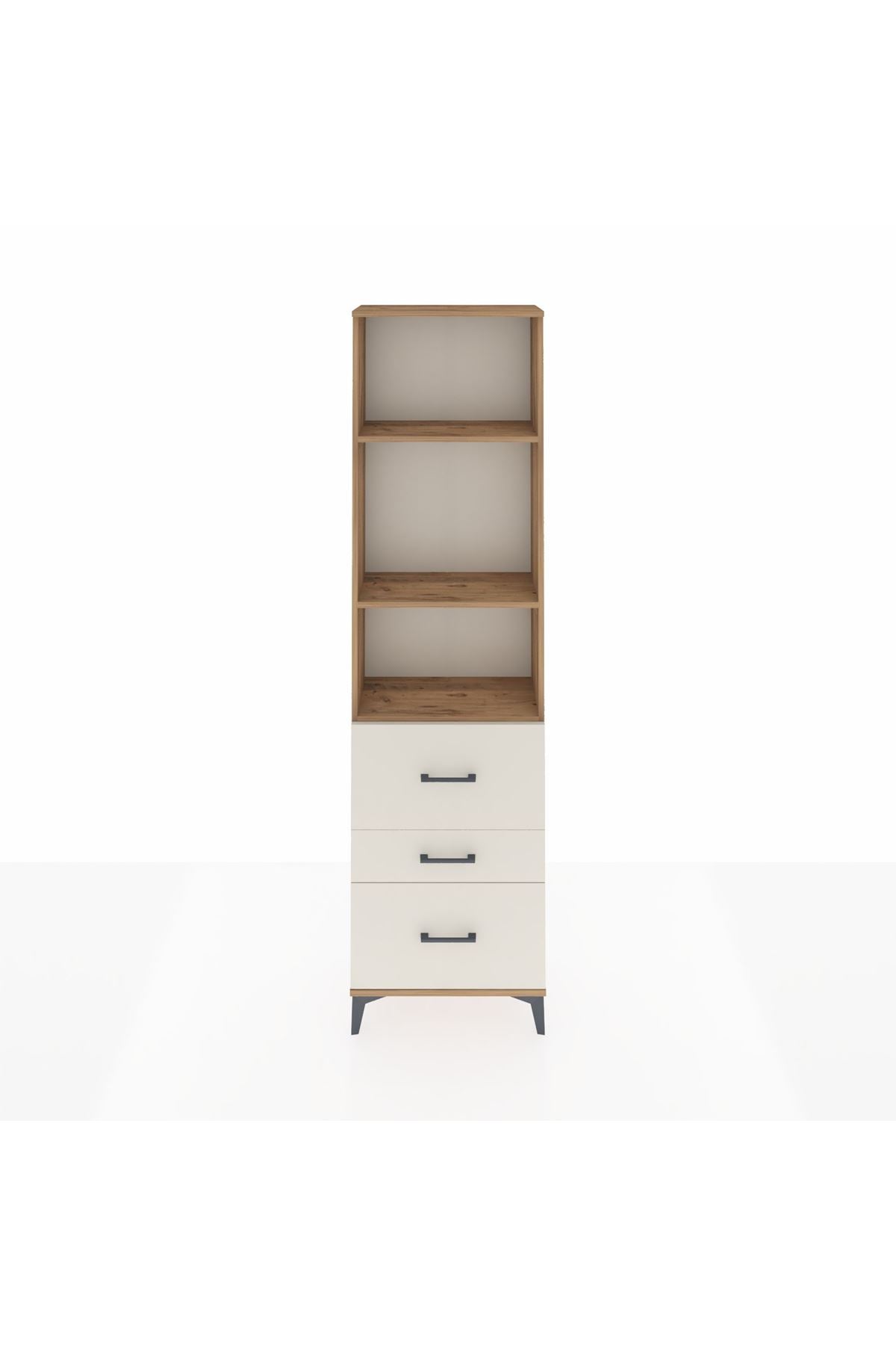 Arges Dolap 3 Raflı 3 Çekmeceli 60x30x221 Çam-Aytaşı