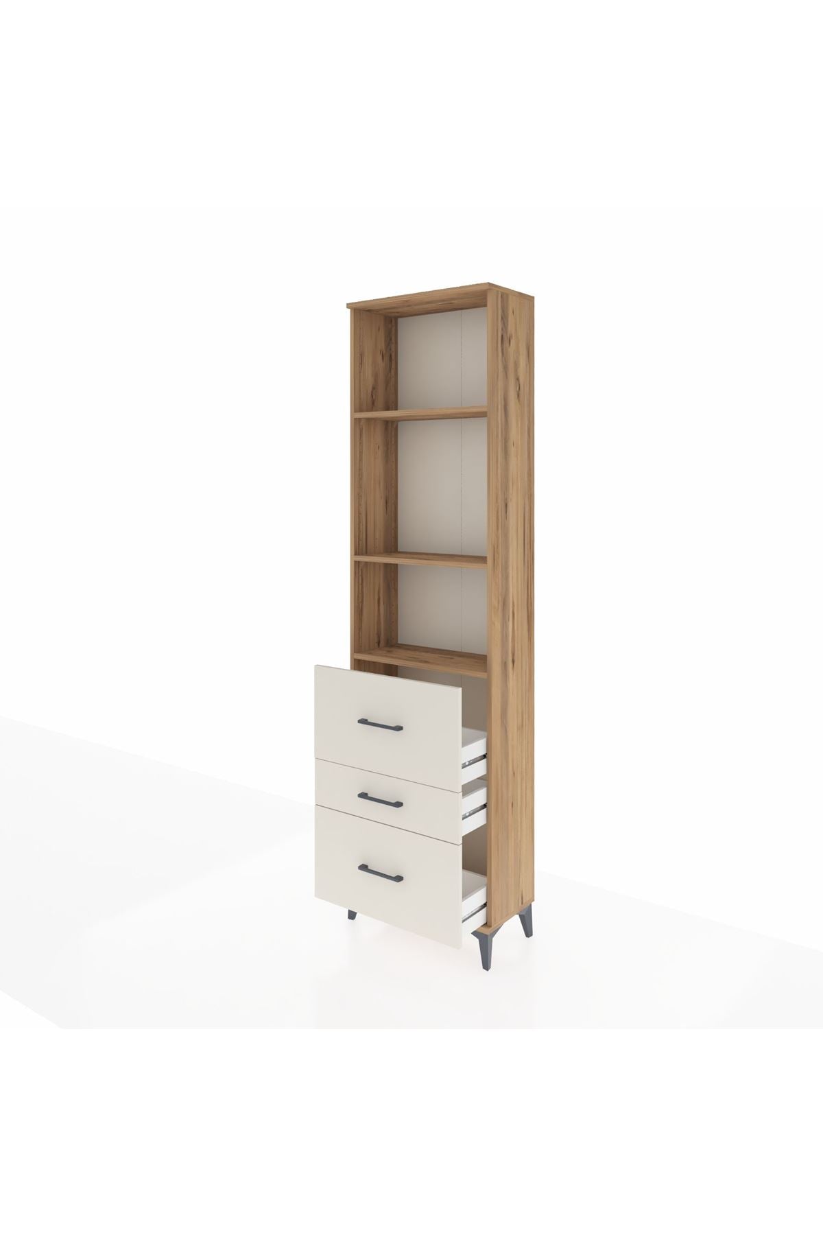 Arges Dolap 3 Raflı 3 Çekmeceli 60x30x221 Çam-Aytaşı