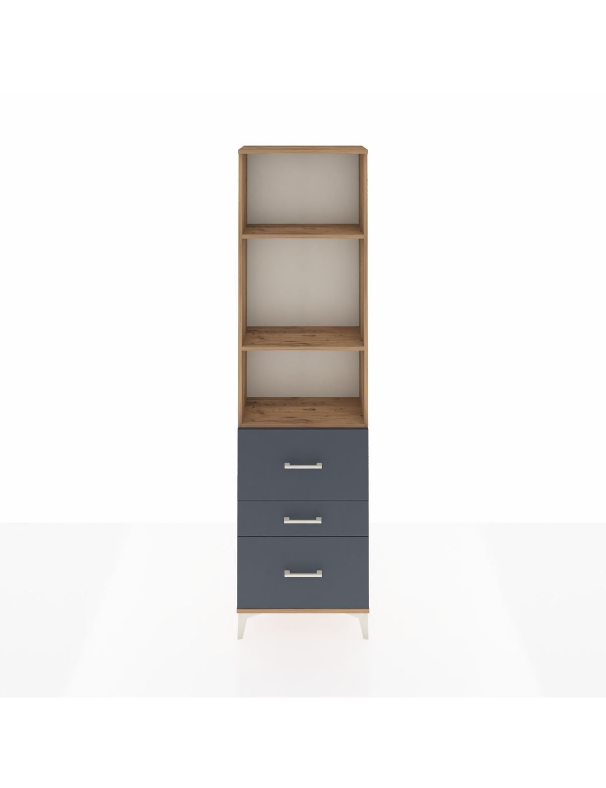 Arges Dolap 3 Raflı 3 Çekmeceli 60x30x221 Çam-Antrasit