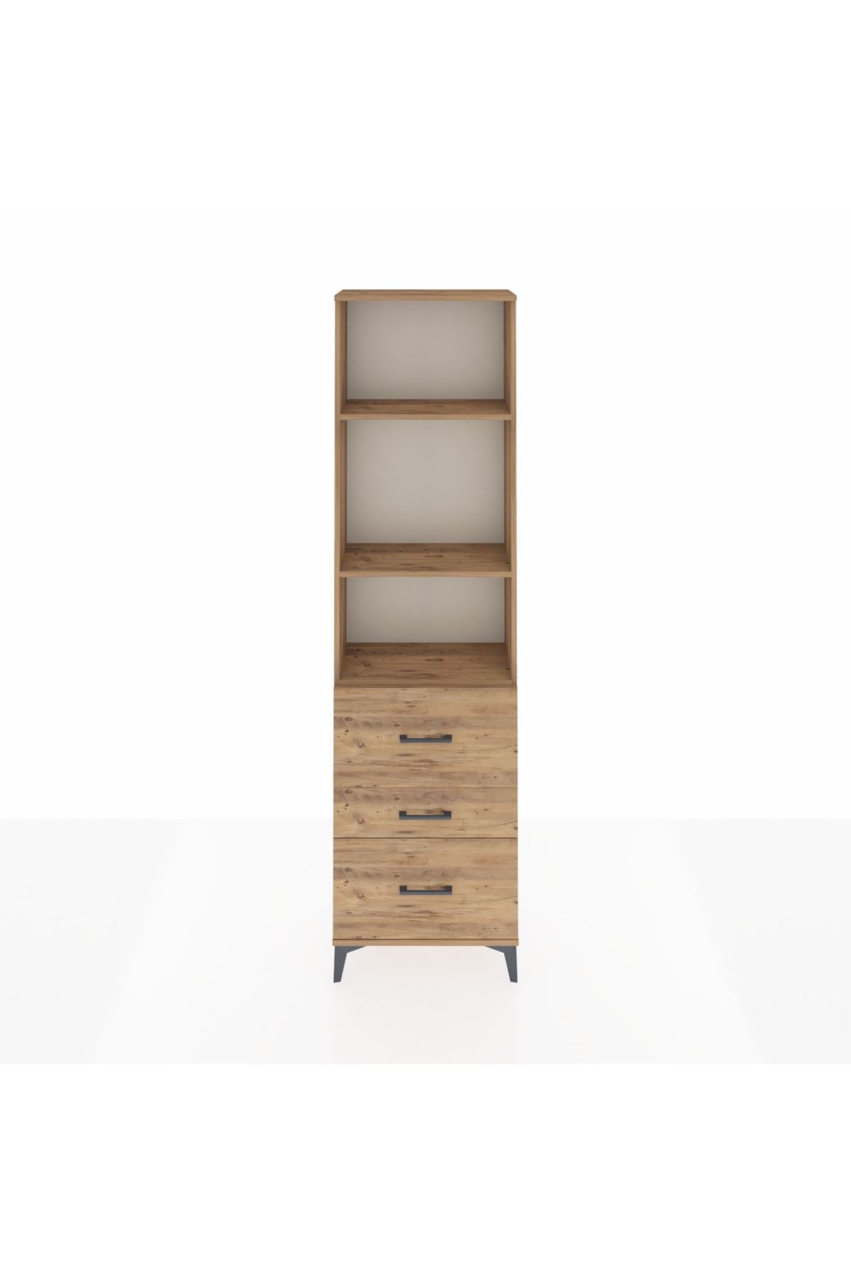 Arges Dolap 3 Raflı 3 Çekmeceli 60x30x221 Çam-Çam