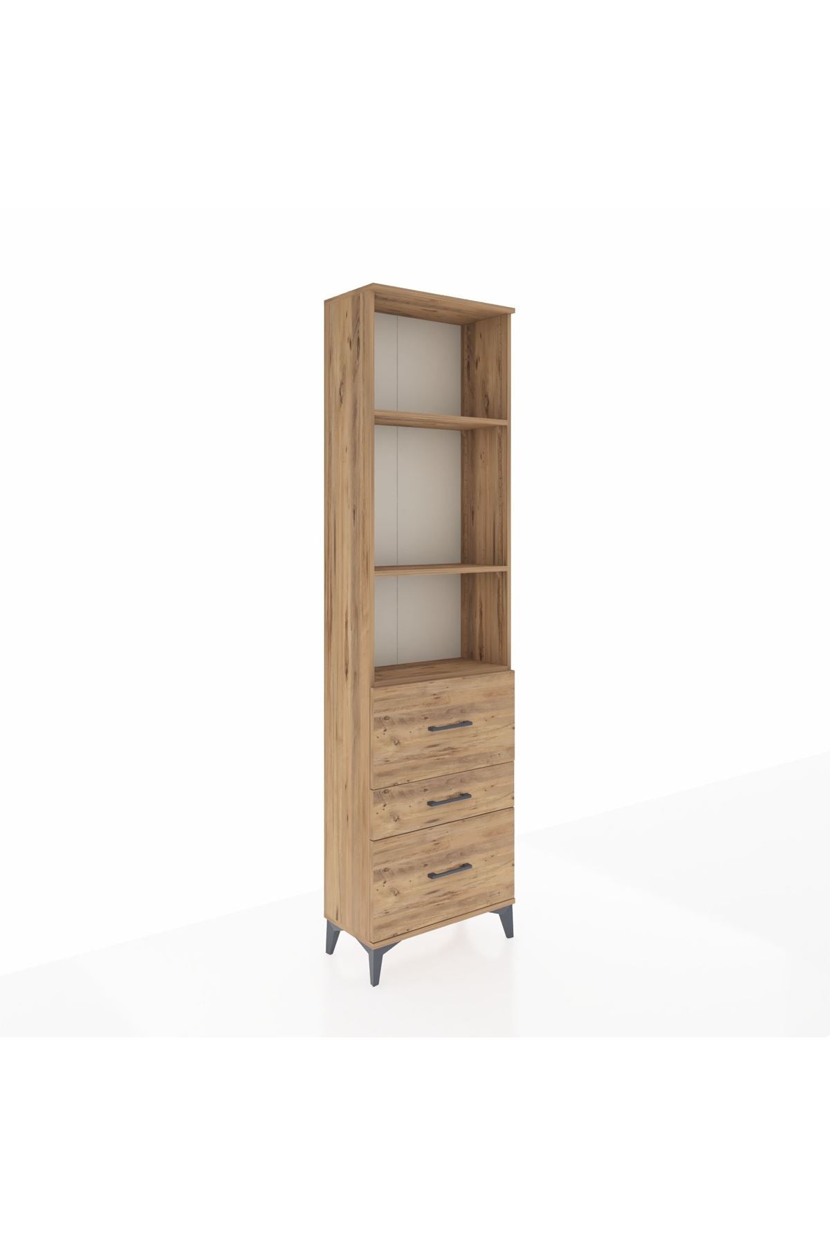 Arges Dolap 3 Raflı 3 Çekmeceli 60x30x221 Çam-Çam