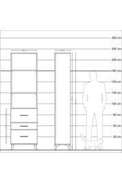 Arges Dolap 3 Raflı 3 Çekmeceli 60x30x221 Çam-Çam
