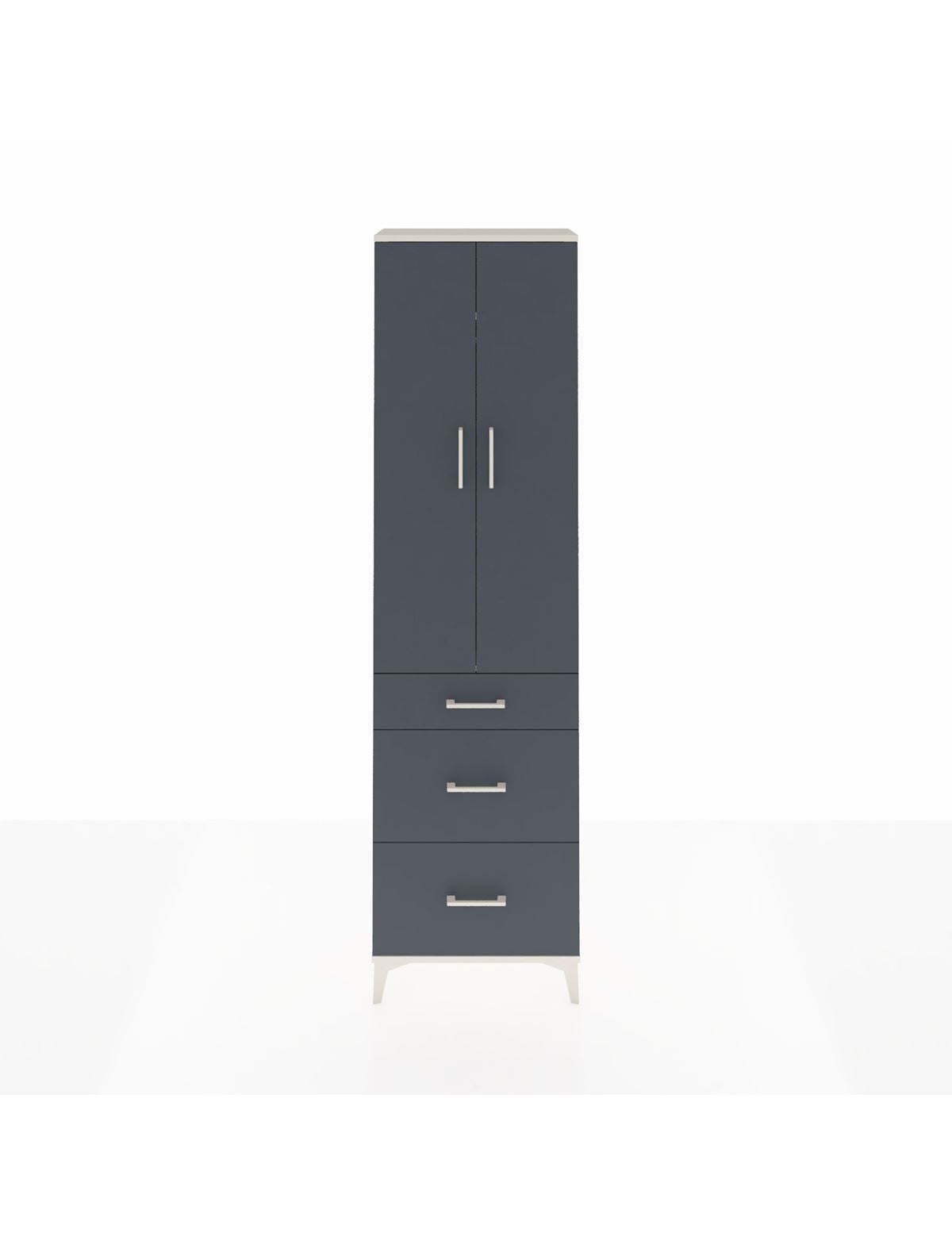 Arges Dolap 2 Raflı 3 Çekmeceli Tek Askılı 60x30x221 Aytaşı-Antrasit