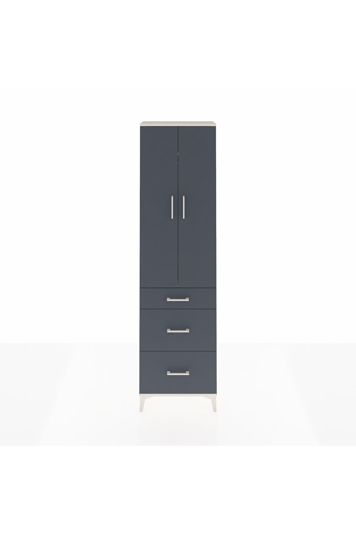 Arges Dolap 2 Raflı 3 Çekmeceli Tek Askılı 60x30x221 Aytaşı-Antrasit