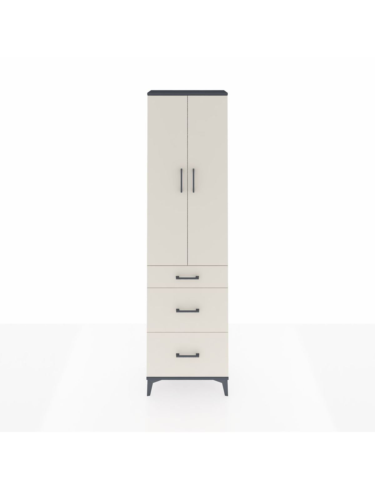 Arges Dolap 2 Raflı 3 Çekmeceli Tek Askılı 60x30x221 Antrasit-Aytaşı