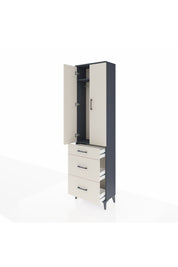 Arges Dolap 2 Raflı 3 Çekmeceli Tek Askılı 60x30x221 Antrasit-Aytaşı