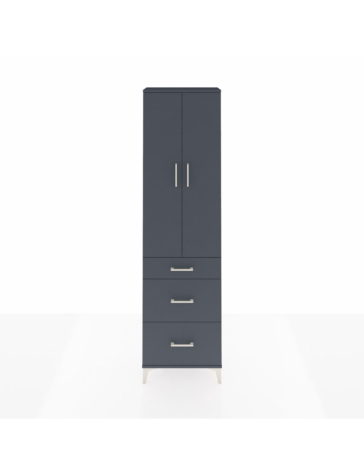 Arges Dolap 2 Raflı 3 Çekmeceli Tek Askılı 60x30x221 Antrasit-Antrasit