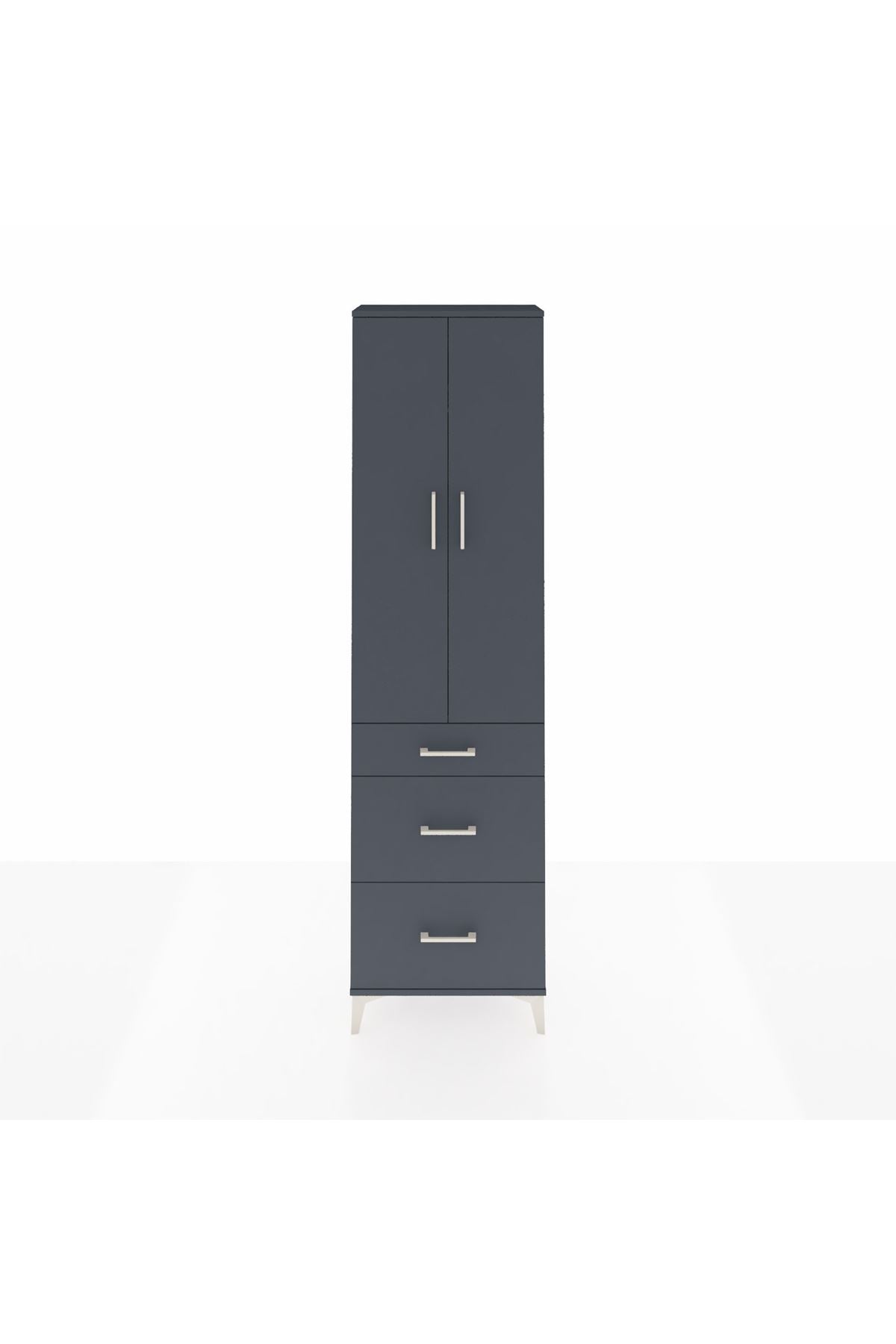 Arges Dolap 2 Raflı 3 Çekmeceli Tek Askılı 60x30x221 Antrasit-Antrasit