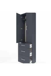 Arges Dolap 2 Raflı 3 Çekmeceli Tek Askılı 60x30x221 Antrasit-Antrasit