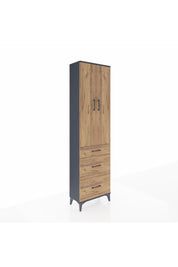 Arges Dolap 2 Raflı 3 Çekmeceli Tek Askılı 60x30x221 Antrasit-Çam