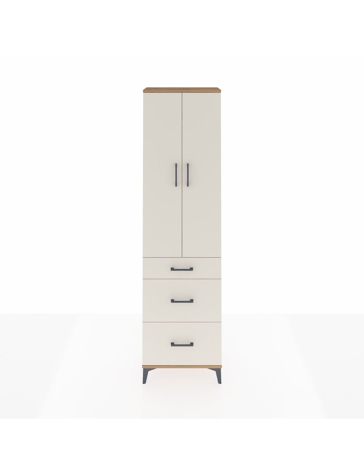 Arges Dolap 2 Raflı 3 Çekmeceli Tek Askılı 60x30x221 Çam-Aytaşı