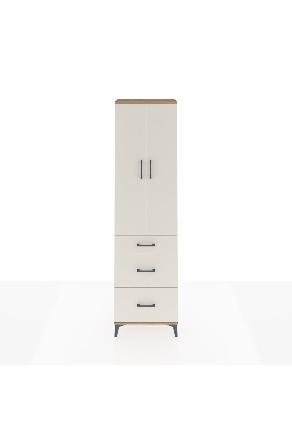 Arges Dolap 2 Raflı 3 Çekmeceli Tek Askılı 60x30x221 Çam-Aytaşı