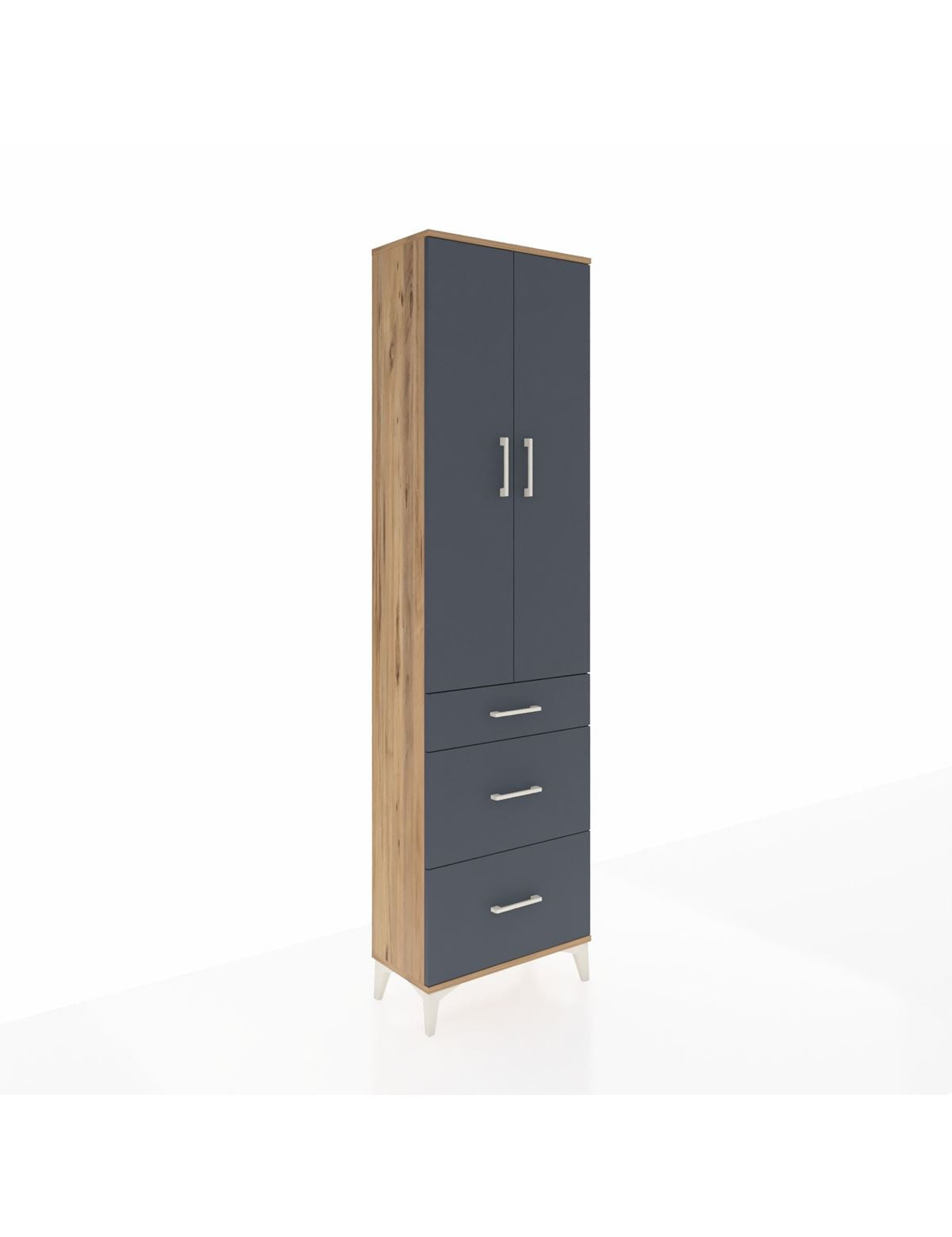 Arges Dolap 2 Raflı 3 Çekmeceli Tek Askılı 60x30x221 Çam-Antrasit