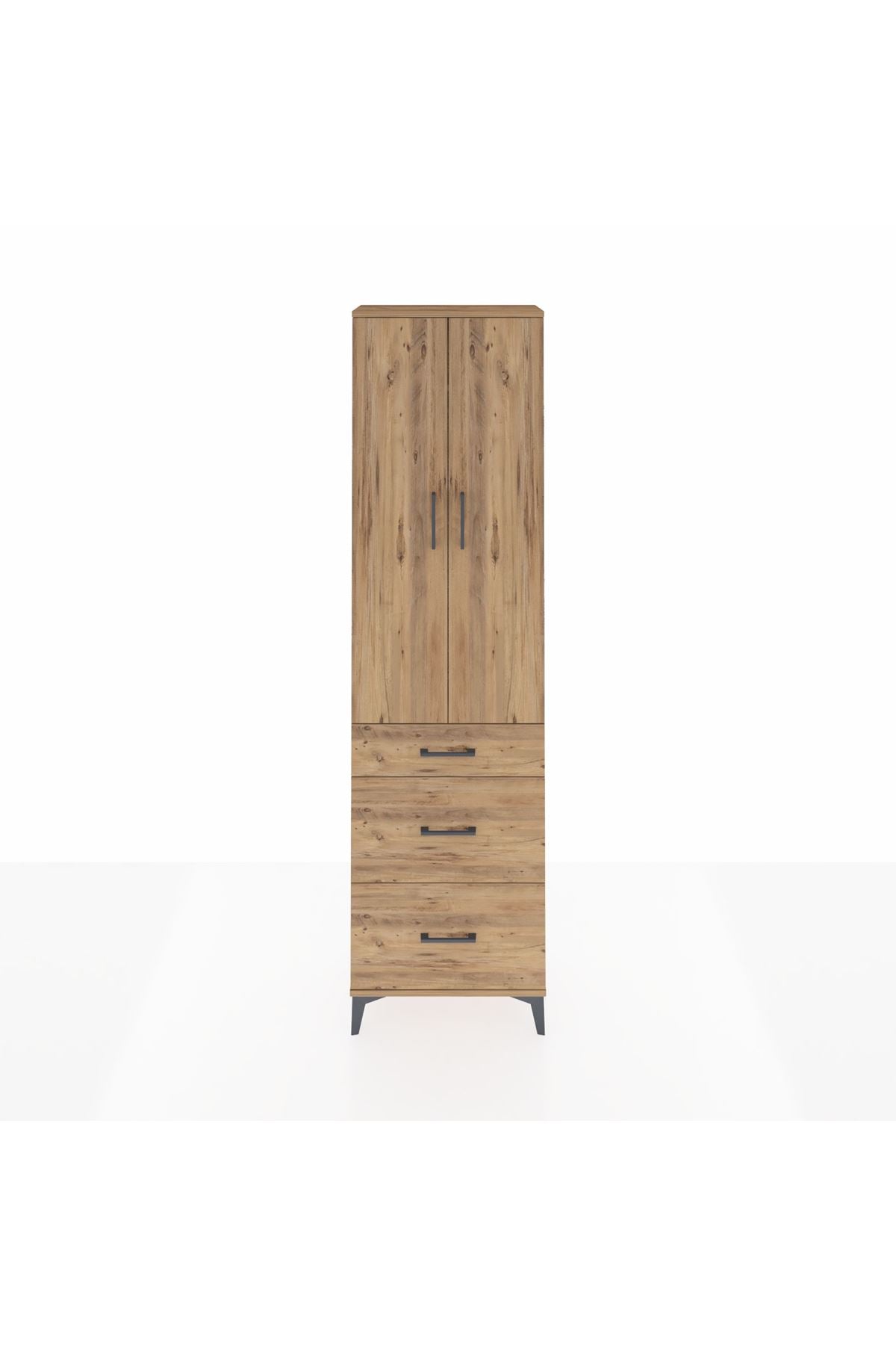 Arges Dolap 2 Raflı 3 Çekmeceli Tek Askılı 60x30x221 Çam-Çam