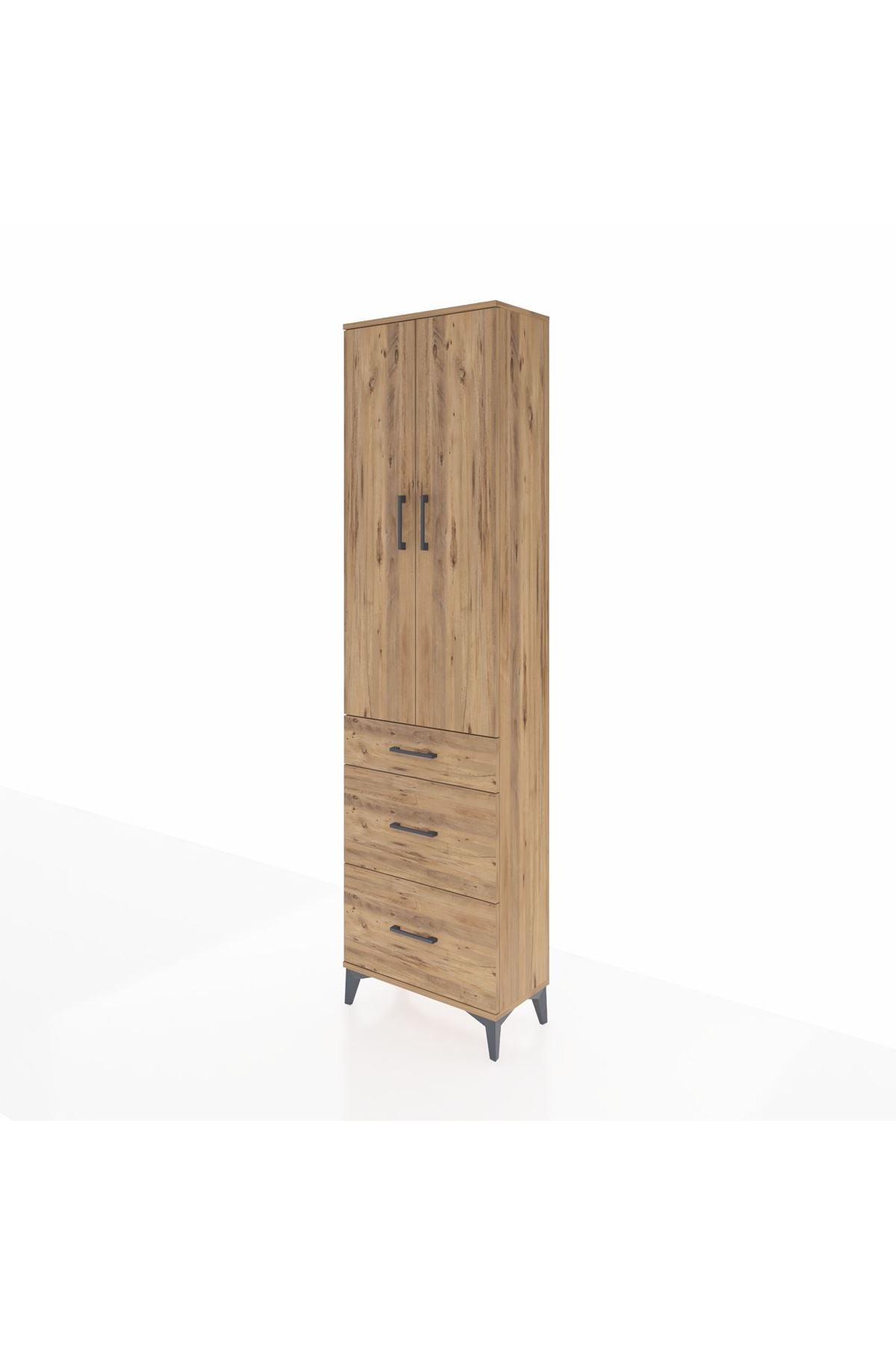 Arges Dolap 2 Raflı 3 Çekmeceli Tek Askılı 60x30x221 Çam-Çam