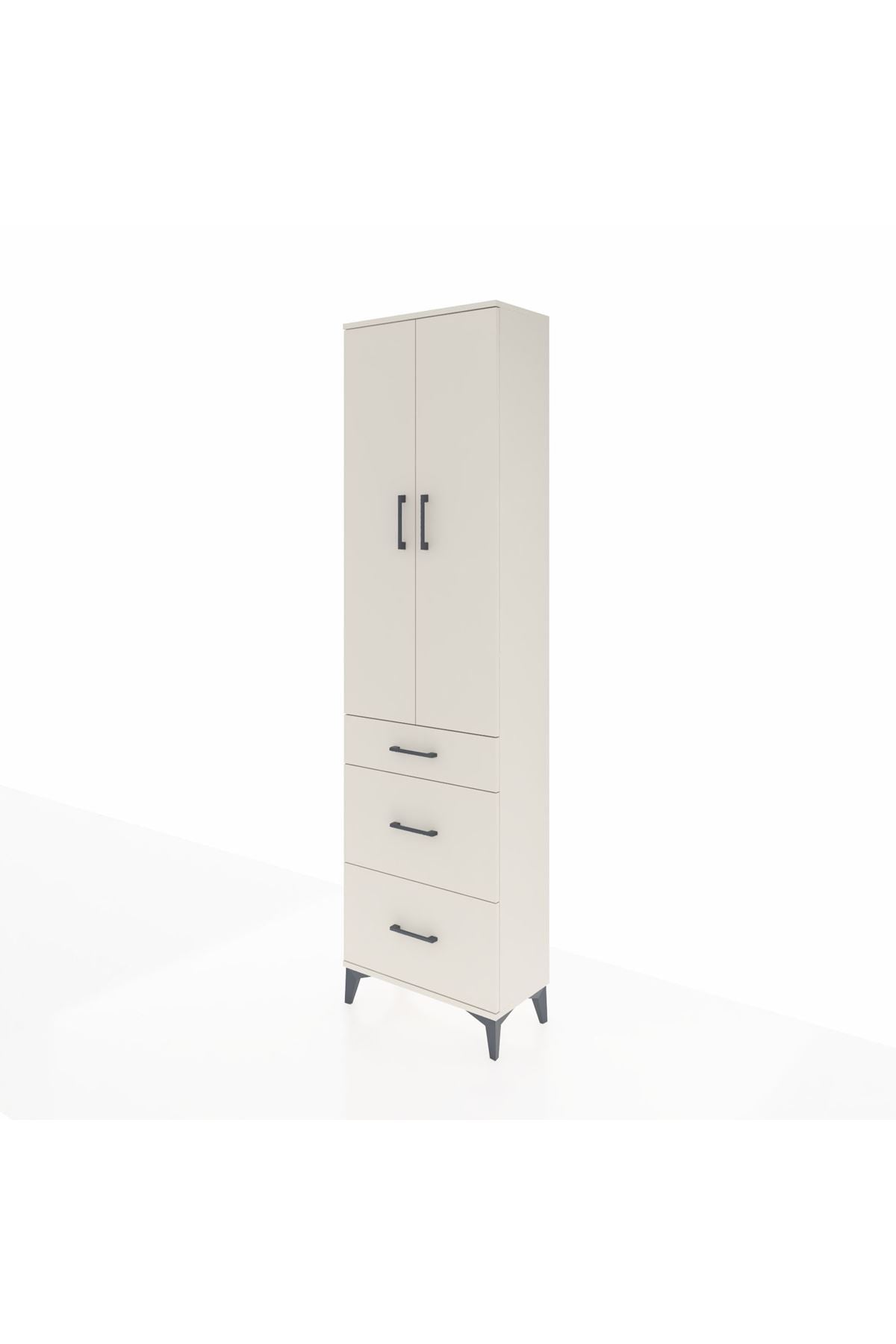 Arges Dolap 3 Raflı 3 Çekmeceli 2 Kapaklı 60x30x221 Aytaşı-Aytaşı