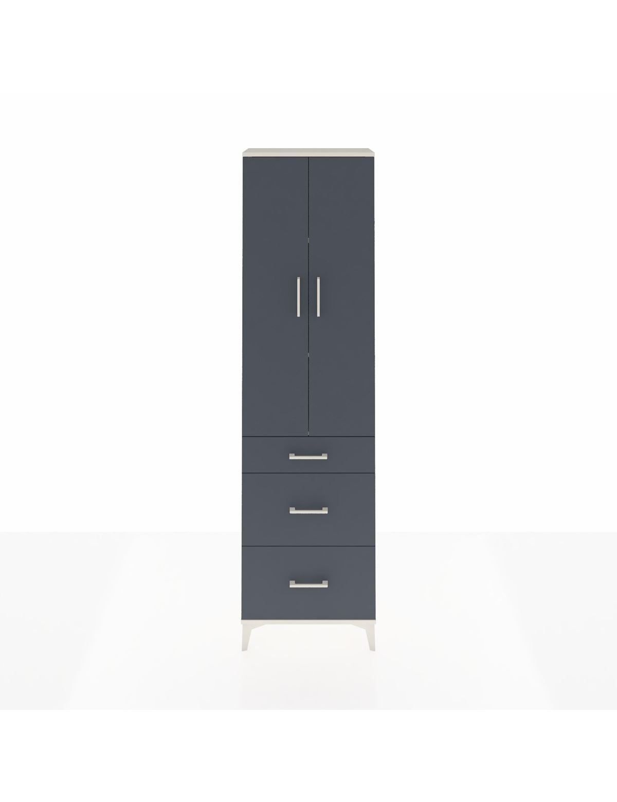 Arges Dolap 3 Raflı 3 Çekmeceli 2 Kapaklı 60x30x221 Aytaşı-Antrasit