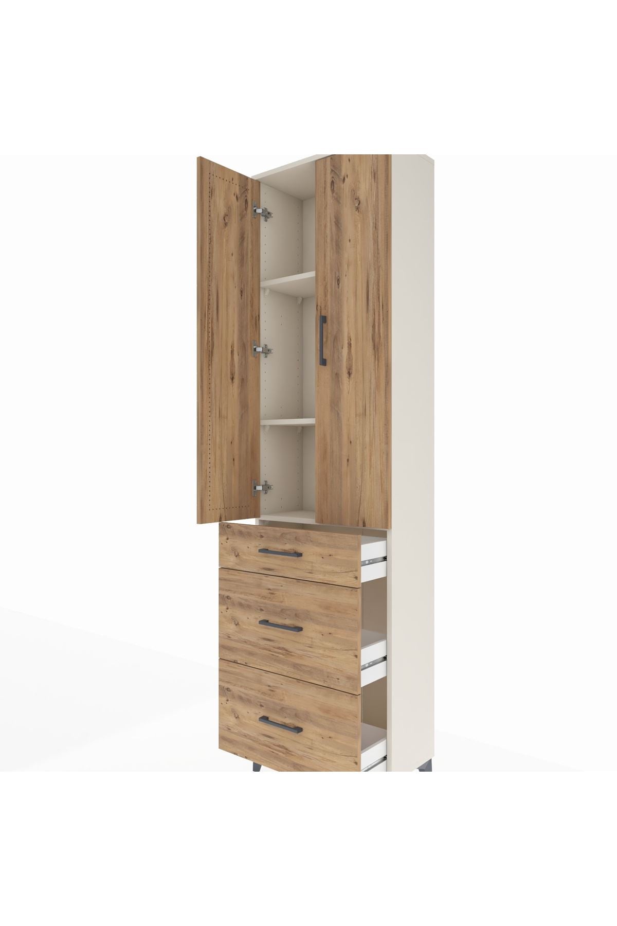 Arges Dolap 3 Raflı 3 Çekmeceli 2 Kapaklı 60x30x221 Aytaşı-Çam