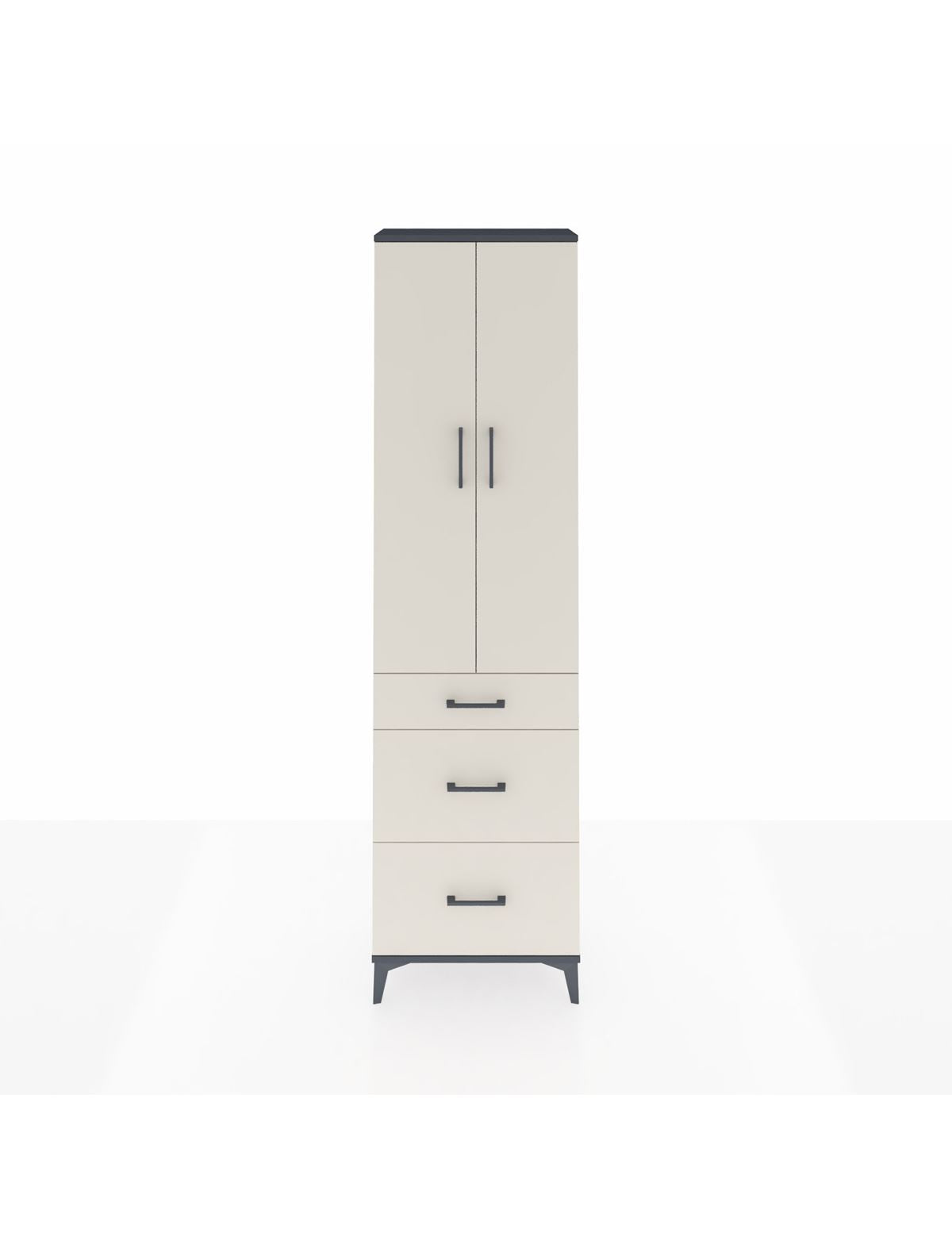 Arges Dolap 3 Raflı 3 Çekmeceli 2 Kapaklı 60x30x221 Antrasit-Aytaşı